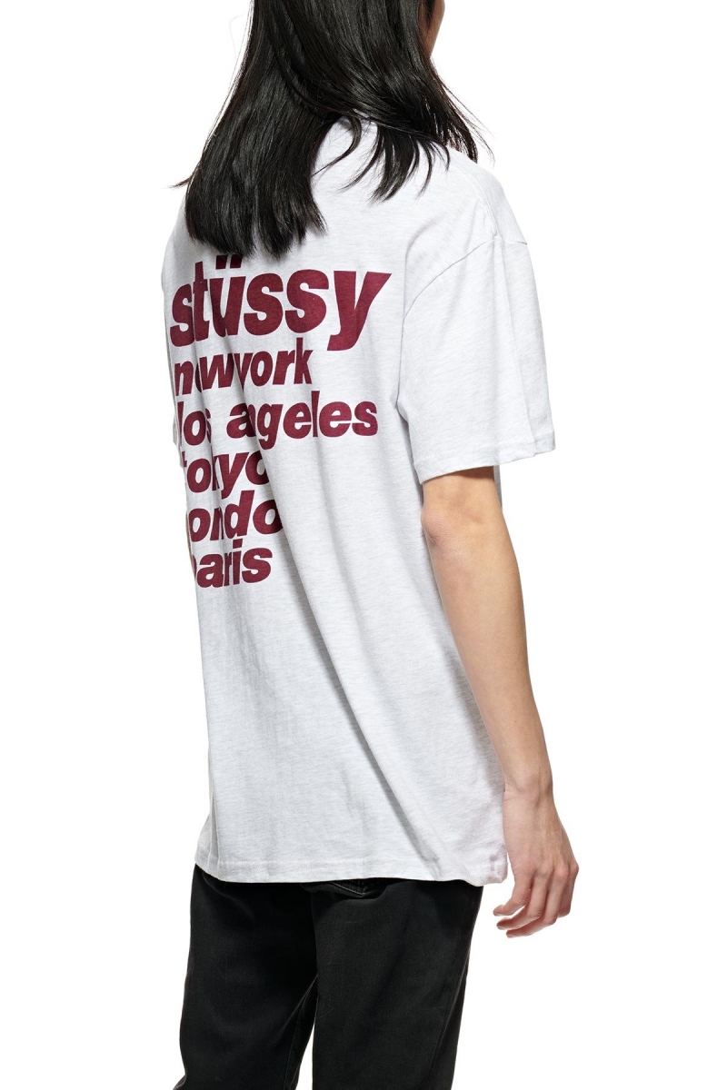 White Men's Stussy Italic SS T Shirts | CA0000229