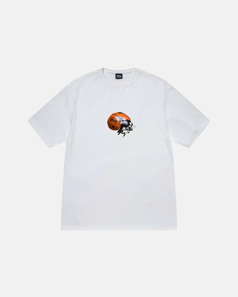 White Men\'s Stussy Ladybug T Shirts | CA0000234