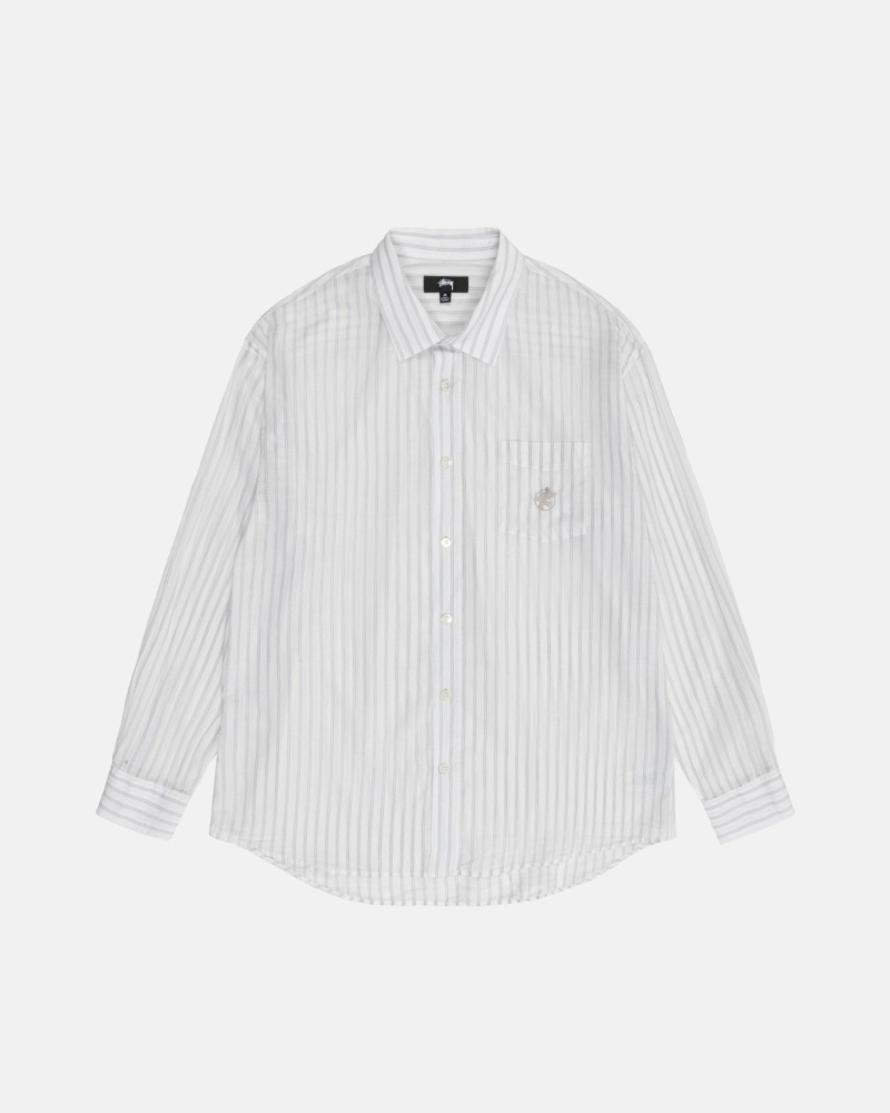 White Men\'s Stussy Lightweight Classic Shirts | CA0000318