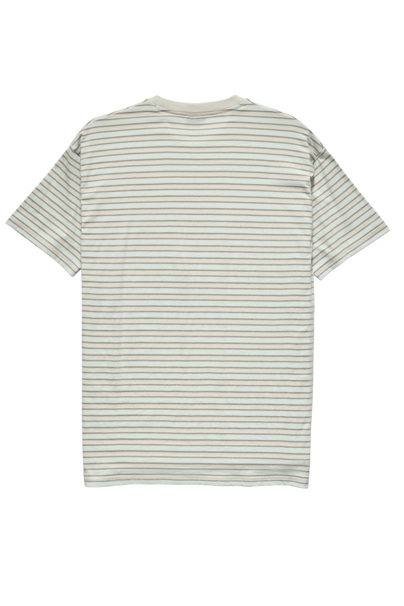 White Men's Stussy Morning Stripe SS T Shirts | CA0000248