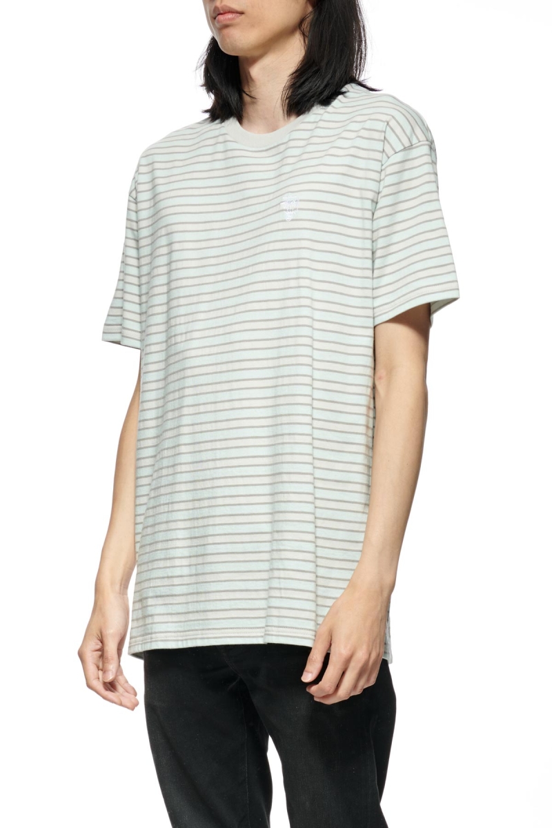 White Men's Stussy Morning Stripe SS T Shirts | CA0000248