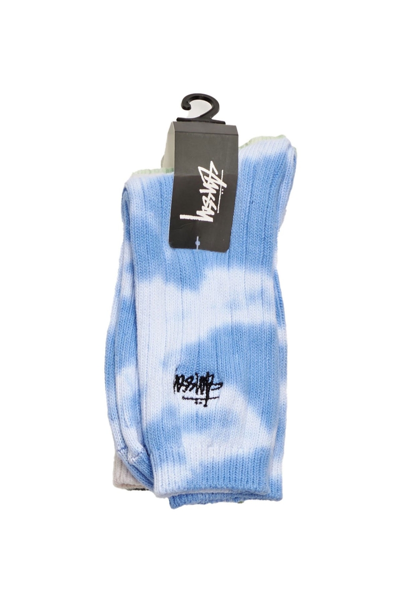 White Men's Stussy Rib Tiedye (3 Pack) Socks | CA0000743