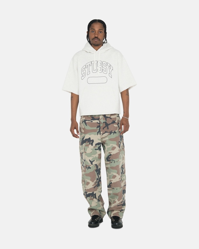 White Men's Stussy Ss Boxy Cropped Hoodies | CA0000072