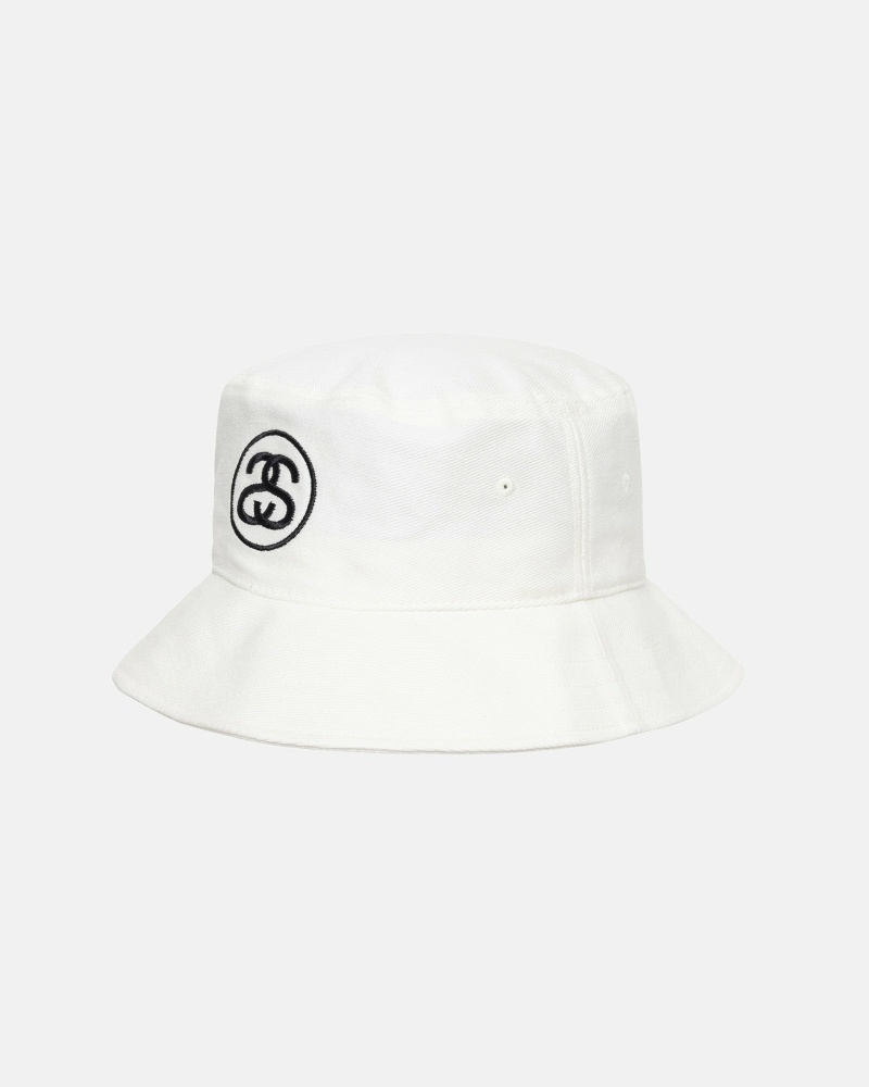 White Men's Stussy Ss Link Deep Bucket Hats | CA0000475