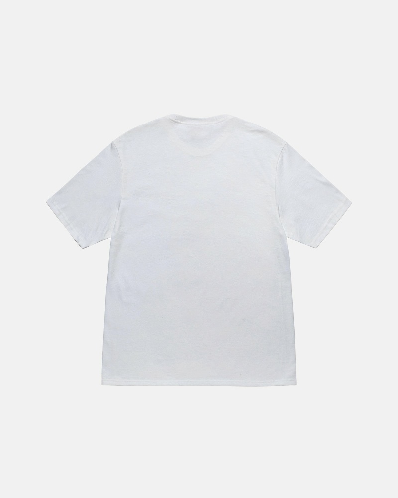 White Men's Stussy Stamp T Shirts | CA0000269