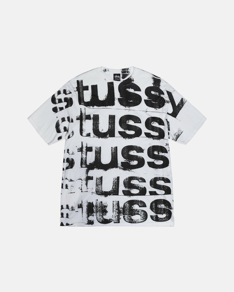 White Men\'s Stussy Stamp T Shirts | CA0000269