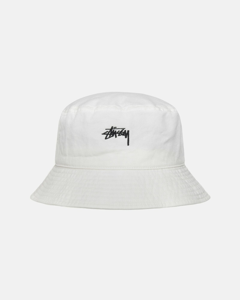 White Men\'s Stussy Stock Bucket Hats | CA0000481