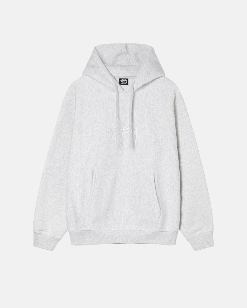 White Men\'s Stussy Stock Logo Applique Hoodies | CA0000079