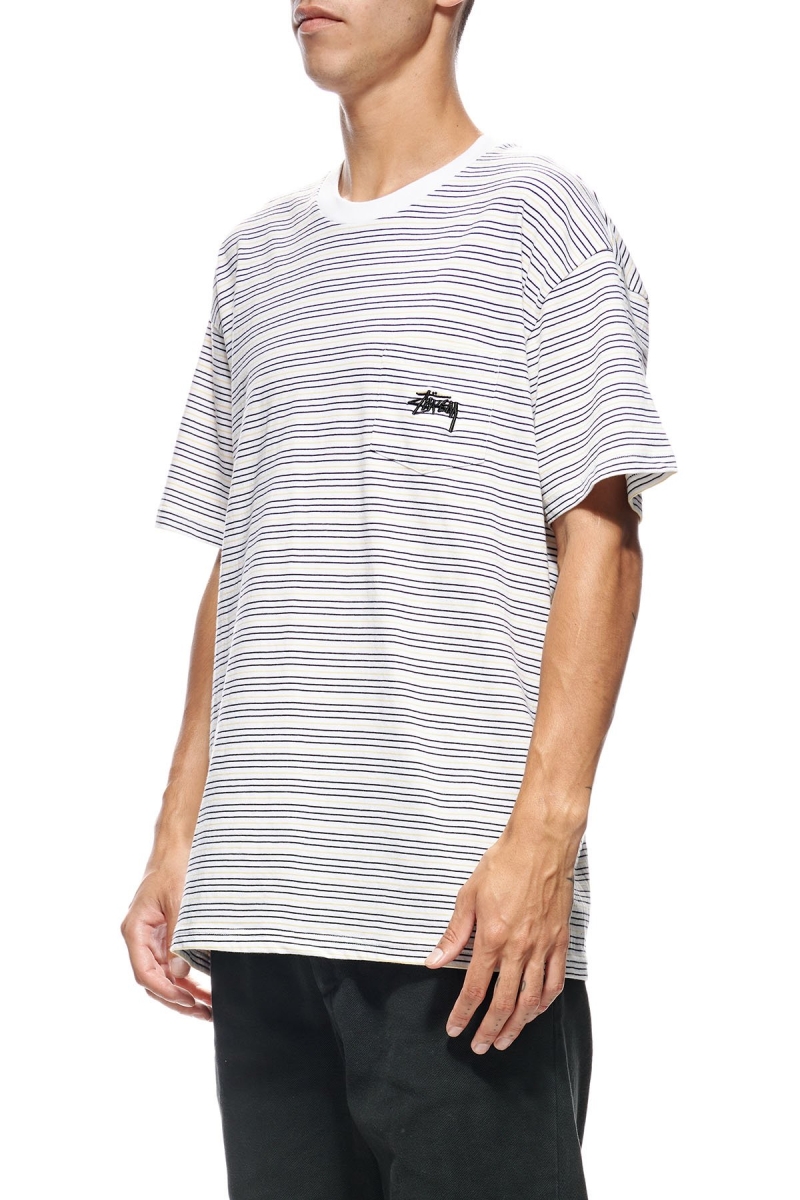 White Men's Stussy Stock Pocket SS T Shirts | CA0000275