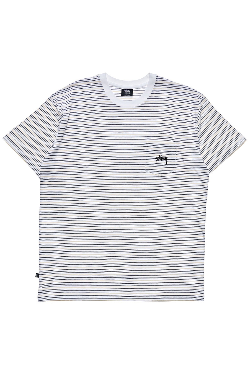 White Men\'s Stussy Stock Pocket SS T Shirts | CA0000275