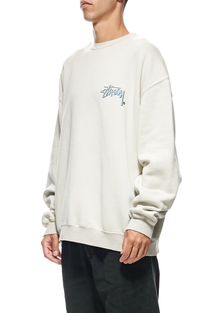 White Men's Stussy Stock Shadow Crew Sweaters | CA0000855