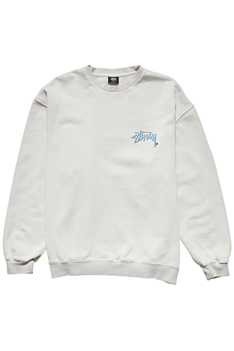 White Men\'s Stussy Stock Shadow Crew Sweaters | CA0000855