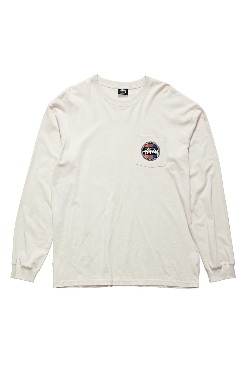 White Men's Stussy Surf Dot Pocket Tee Sweatshirts | CA0000958