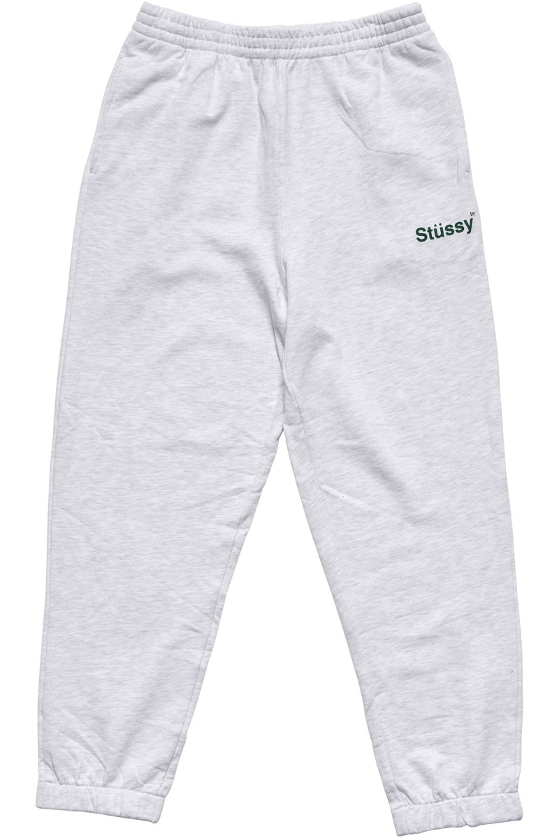 White Men\'s Stussy Text Fleece Track Pants | CA0001008