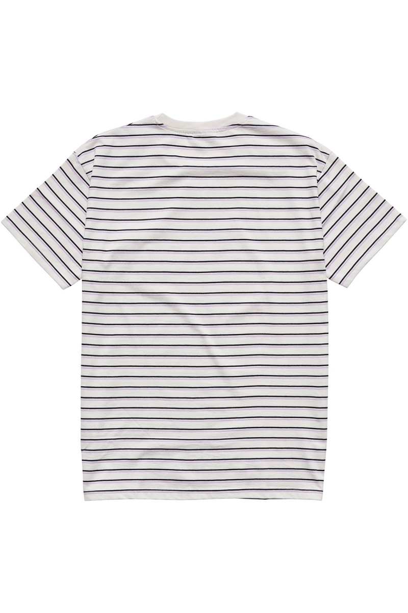 White Men's Stussy Text Pocket Stripe T Shirts | CA0000277