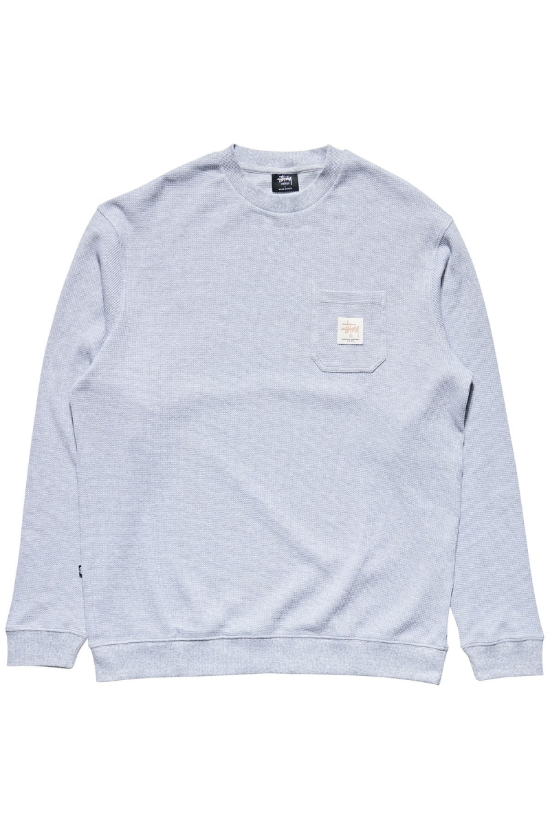 White Men\'s Stussy Workwear Waffle Crew Sweaters | CA0000862