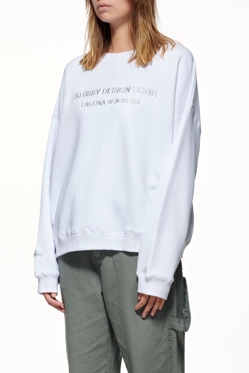 White Women's Stussy Alcott OS Crew Sweaters | CA0000812