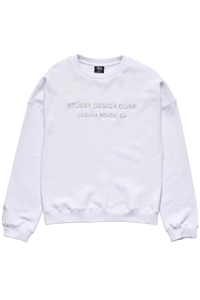 White Women\'s Stussy Alcott OS Crew Sweaters | CA0000812