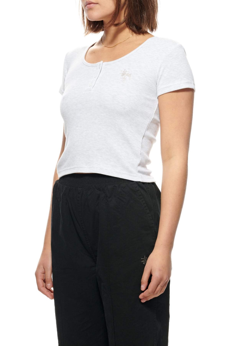 White Women's Stussy Berk Scoop Neck T Shirts | CA0000112