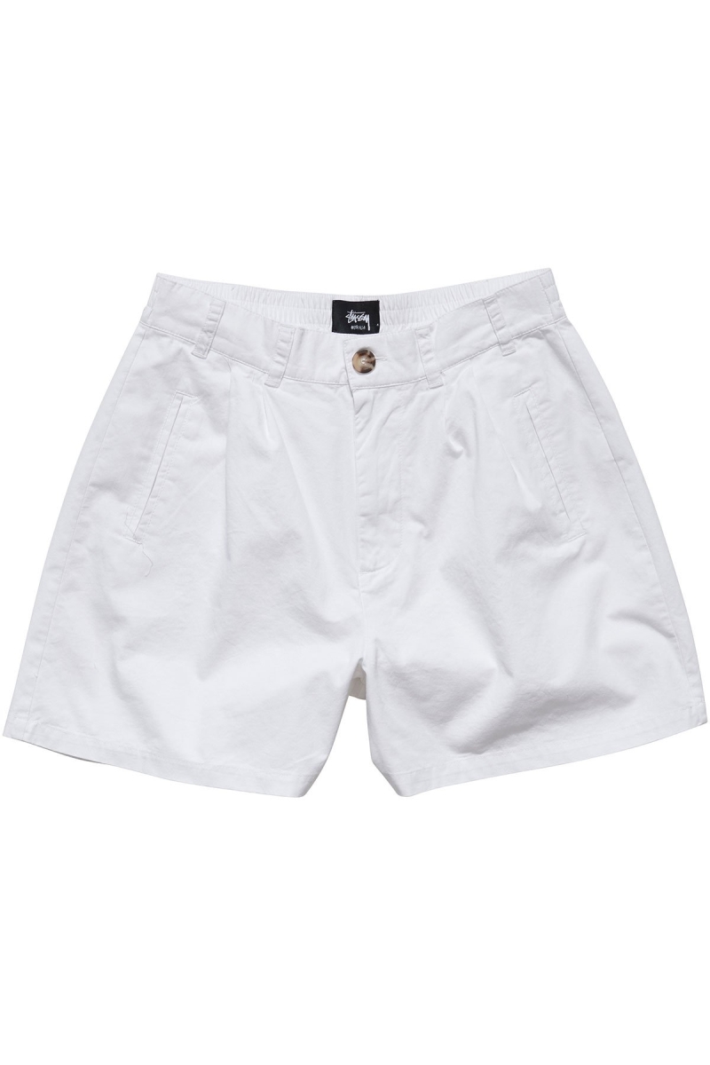 White Women\'s Stussy Brentwood Pleated Shorts | CA0000630