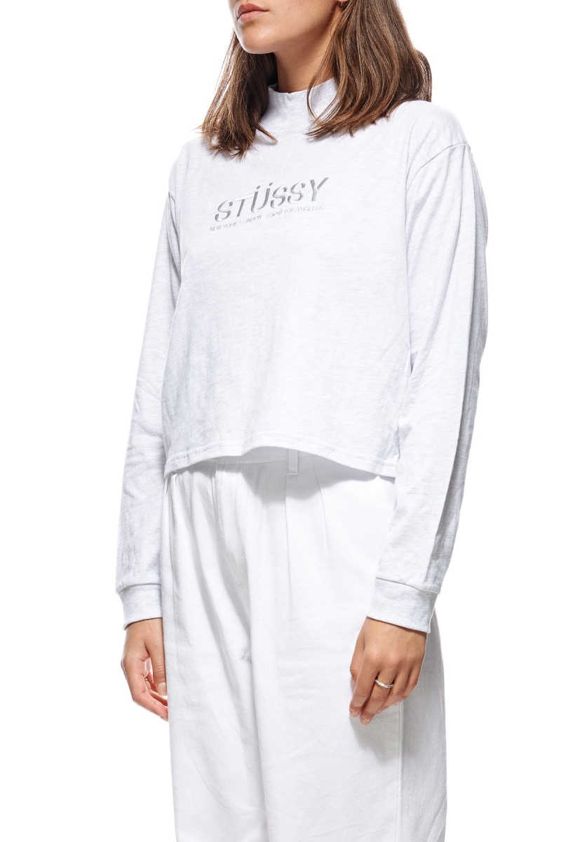 White Women's Stussy Chandler Mock Neck LS Sweatshirts | CA0000895