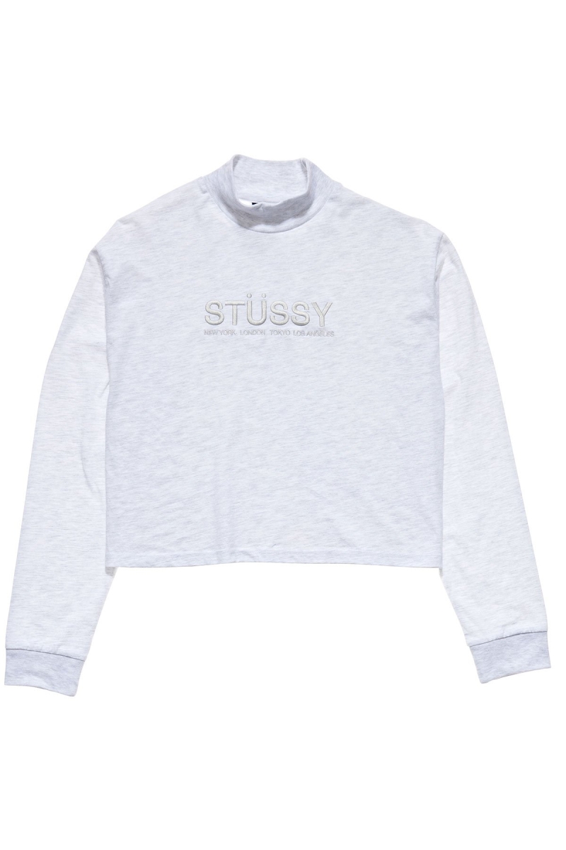 White Women\'s Stussy Chandler Mock Neck LS Sweatshirts | CA0000895