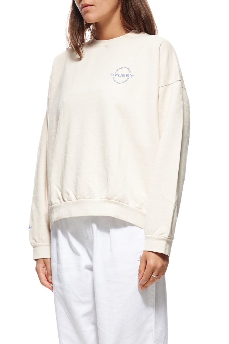 White Women's Stussy City Circle OS Crew Sportswear | CA0000753