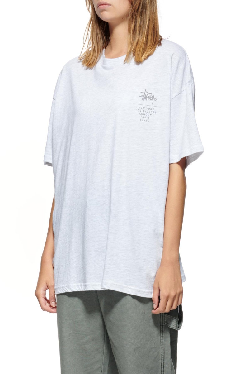 White Women's Stussy City Stack Relaxed T Shirts | CA0000127