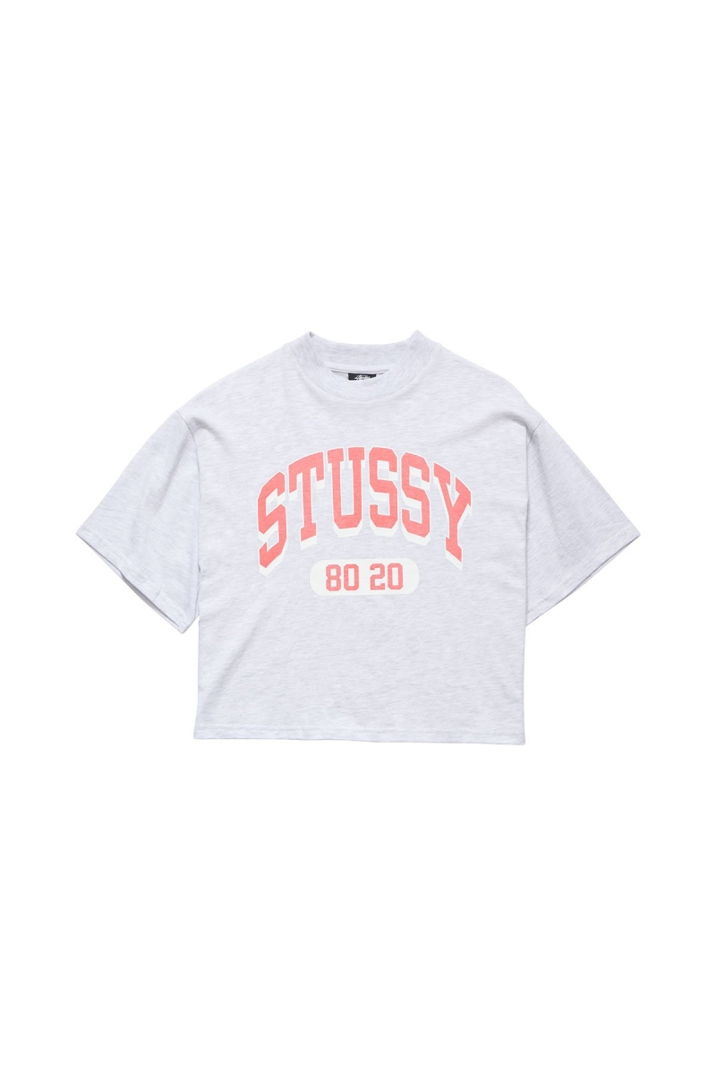 White Women\'s Stussy College Boxy T Shirts | CA0000131