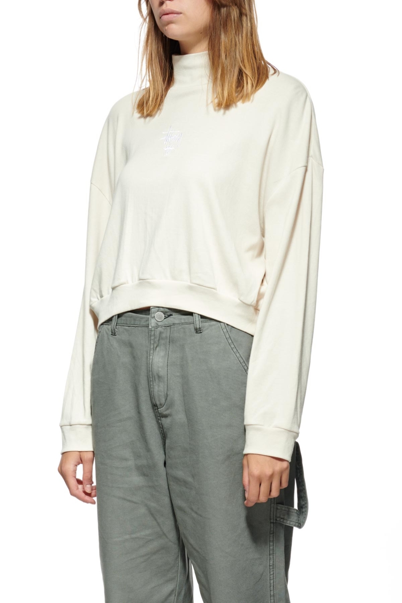 White Women's Stussy Ellen Rib Turtleneck Sweatshirts | CA0000918