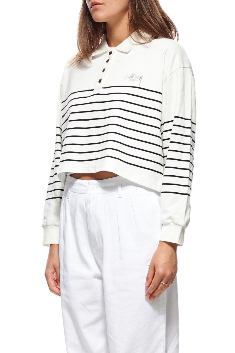 White Women's Stussy Emerson Stripe Rugby Shirts | CA0000306