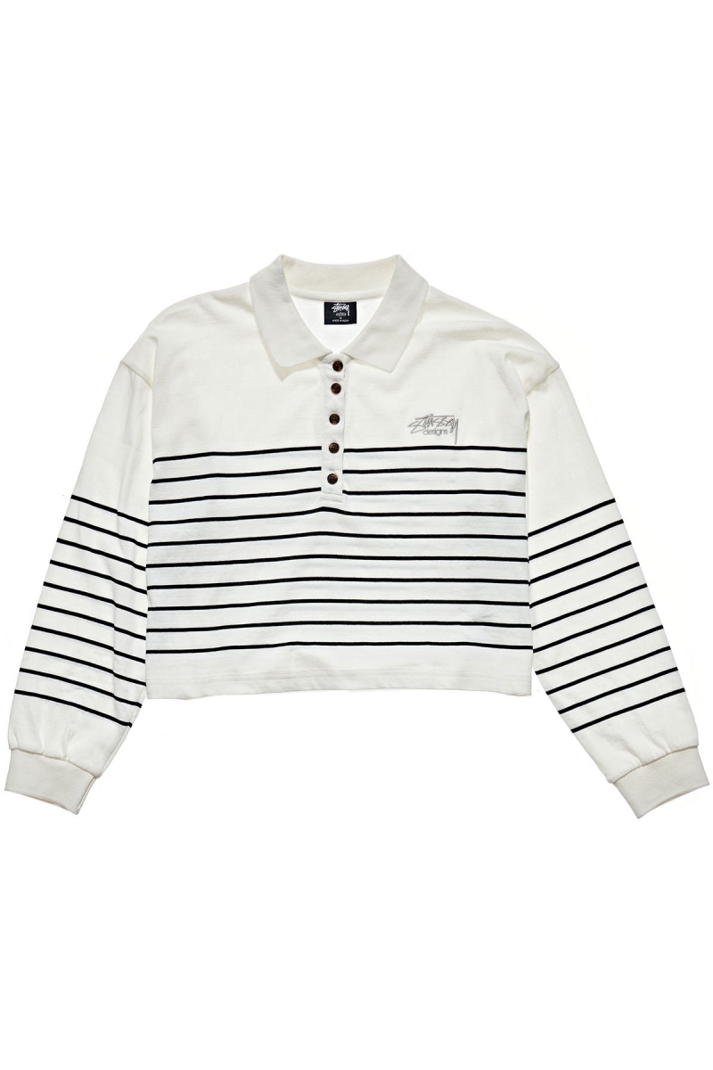 White Women\'s Stussy Emerson Stripe Rugby Shirts | CA0000306