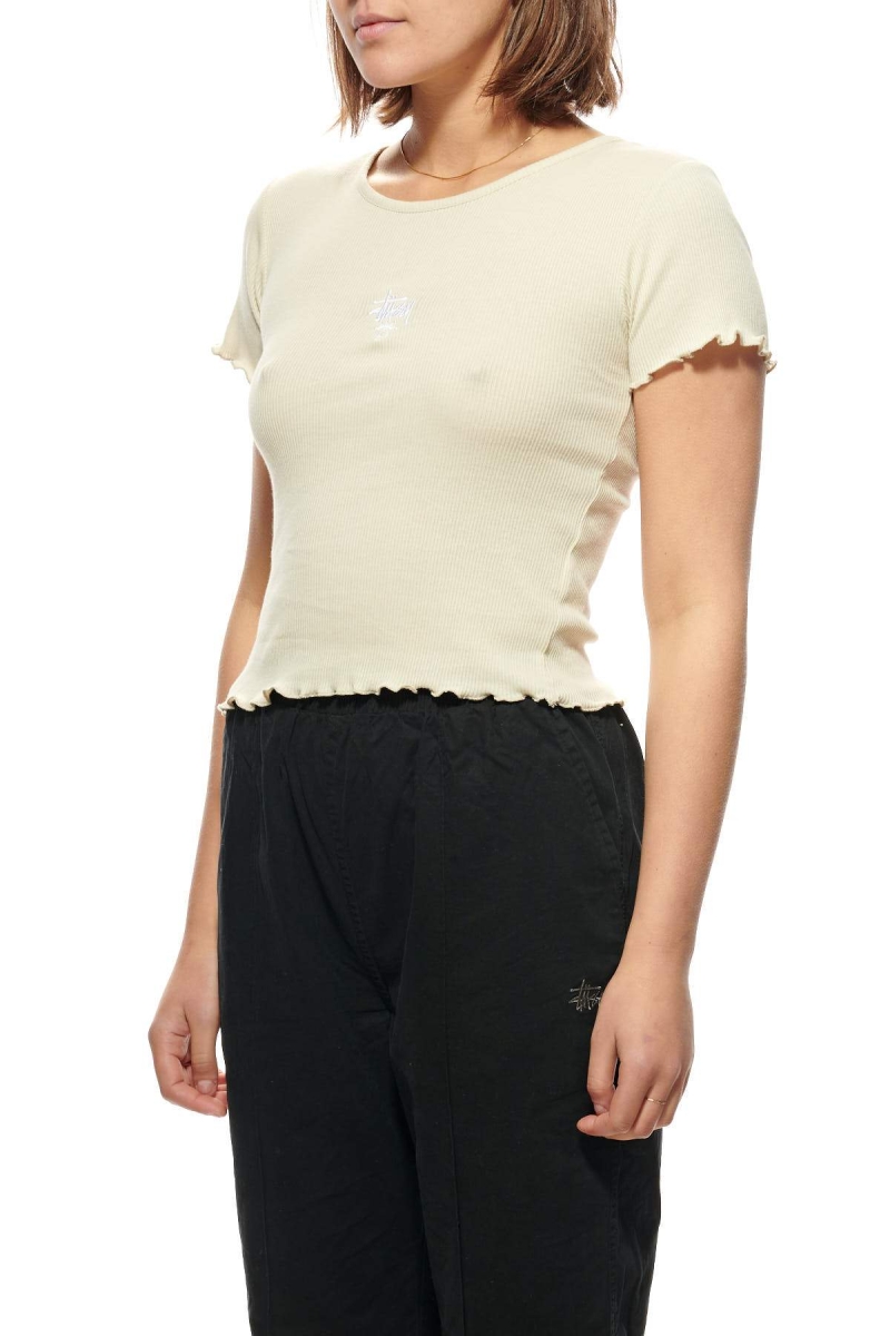 White Women's Stussy Fairmont Fluted T Shirts | CA0000167