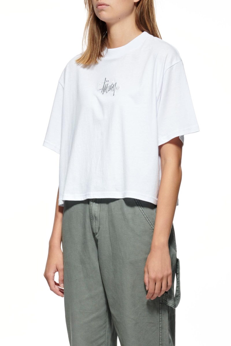 White Women's Stussy Graffiti Boxy T Shirts | CA0000176