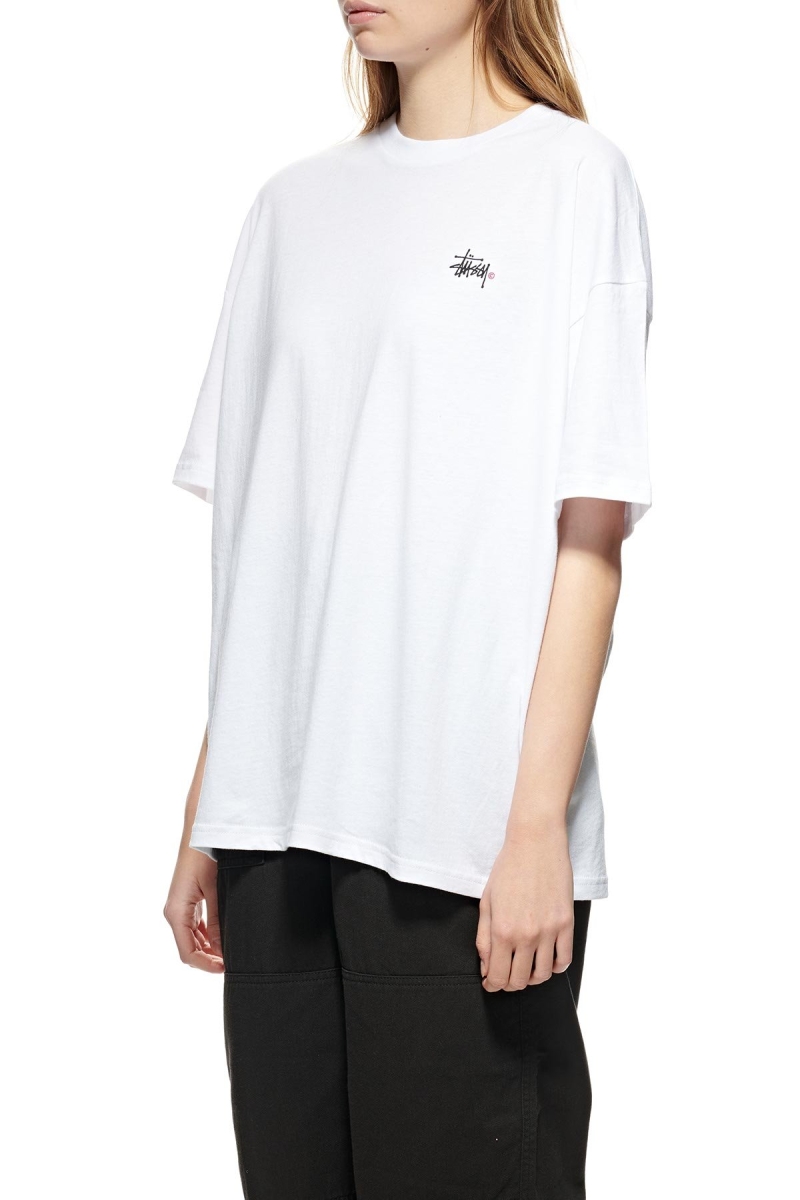 White Women's Stussy Graffiti Pigment Relaxed T Shirts | CA0000181