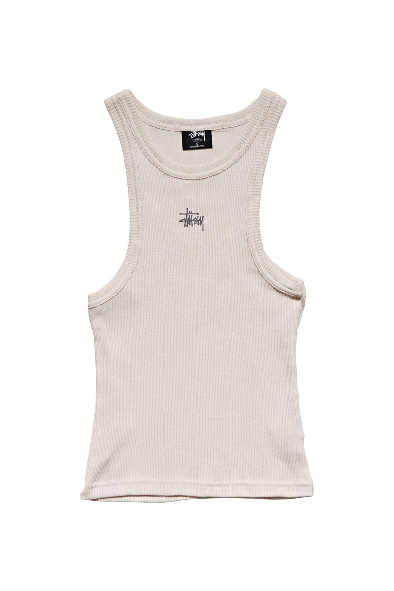 White Women\'s Stussy Graffiti Rib Cutaway Tanks | CA0000965