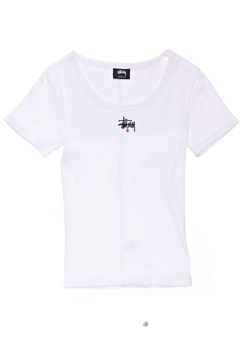 White Women\'s Stussy Graffiti Rib SS T Shirts | CA0000189