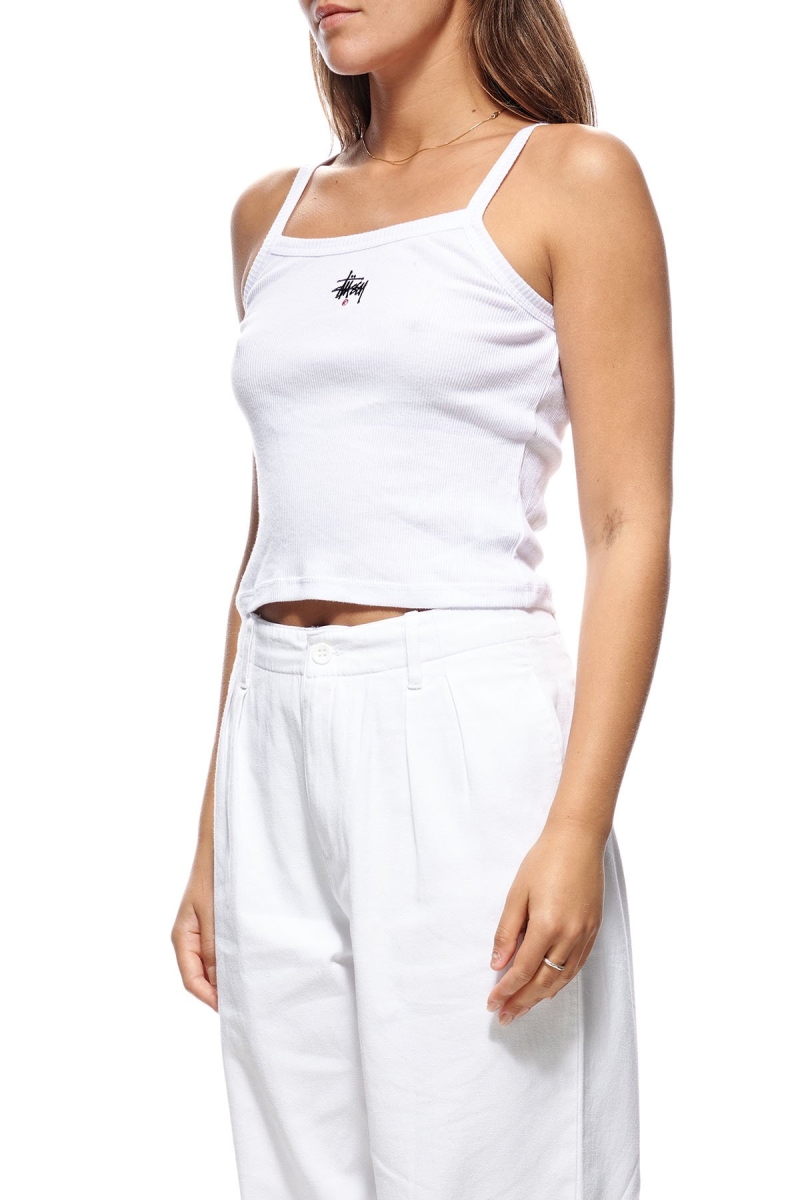 White Women's Stussy Graffiti Rib Singlets | CA0000718