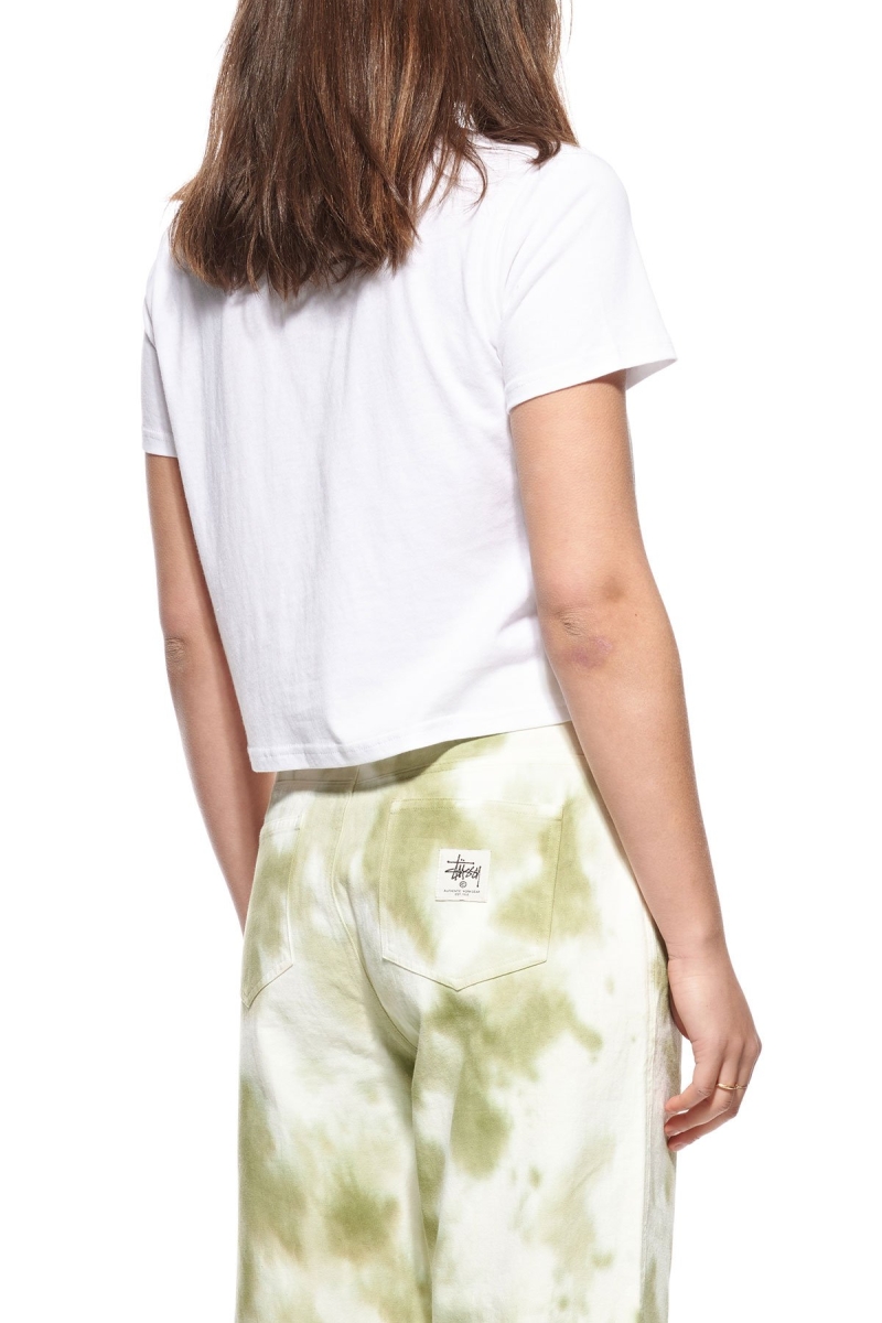 White Women's Stussy Graffiti Slim T Shirts | CA0000191