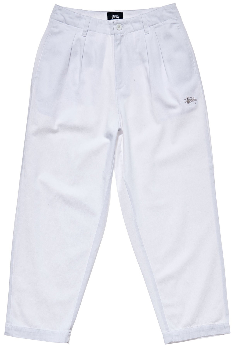 White Women\'s Stussy Harlan Cropped Pleat Pants | CA0000558