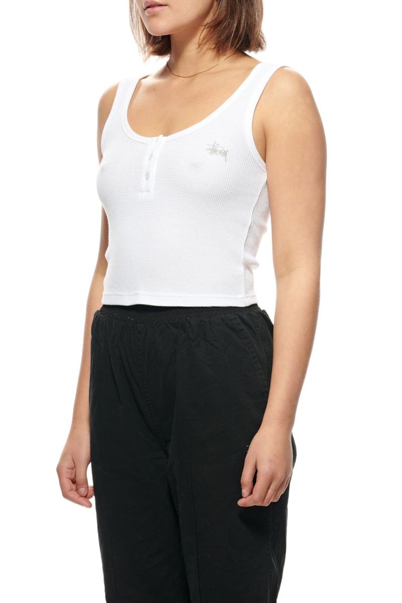 White Women's Stussy Hunt Waffle Singlets | CA0000719