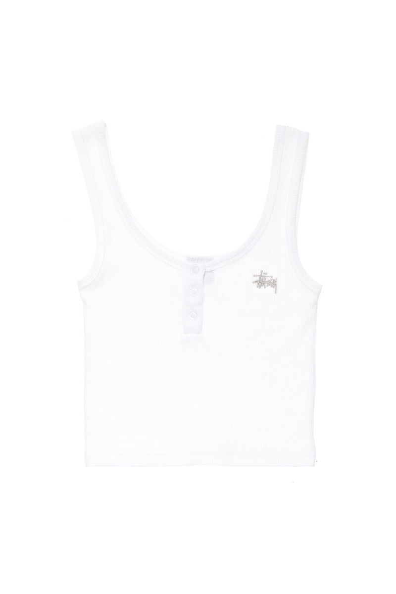 White Women\'s Stussy Hunt Waffle Singlets | CA0000719