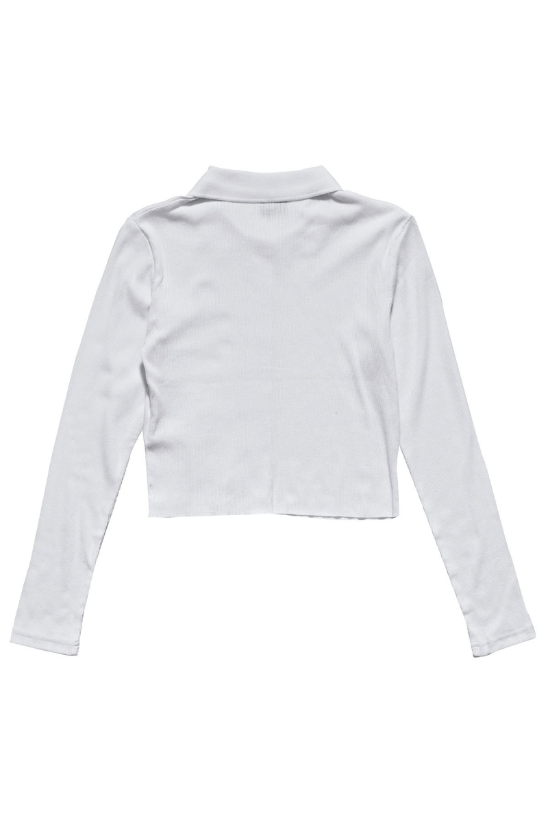 White Women's Stussy Markham Rib LS Shirts | CA0000321