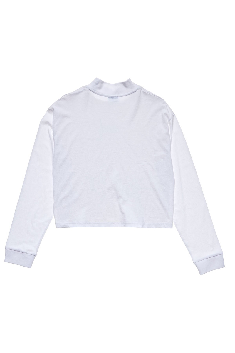 White Women's Stussy Maui Mock Neck LS Sweatshirts | CA0000939