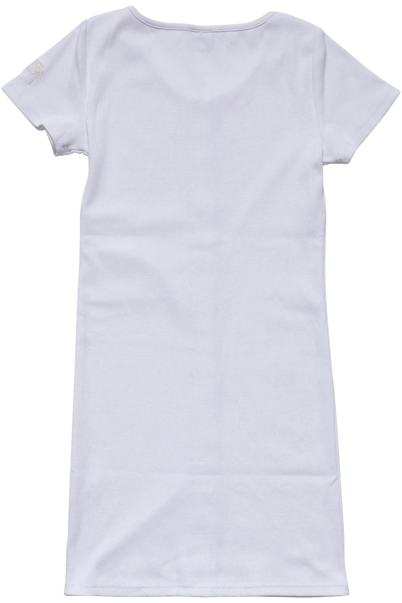 White Women's Stussy Mission Rib Tee Dress | CA0000517