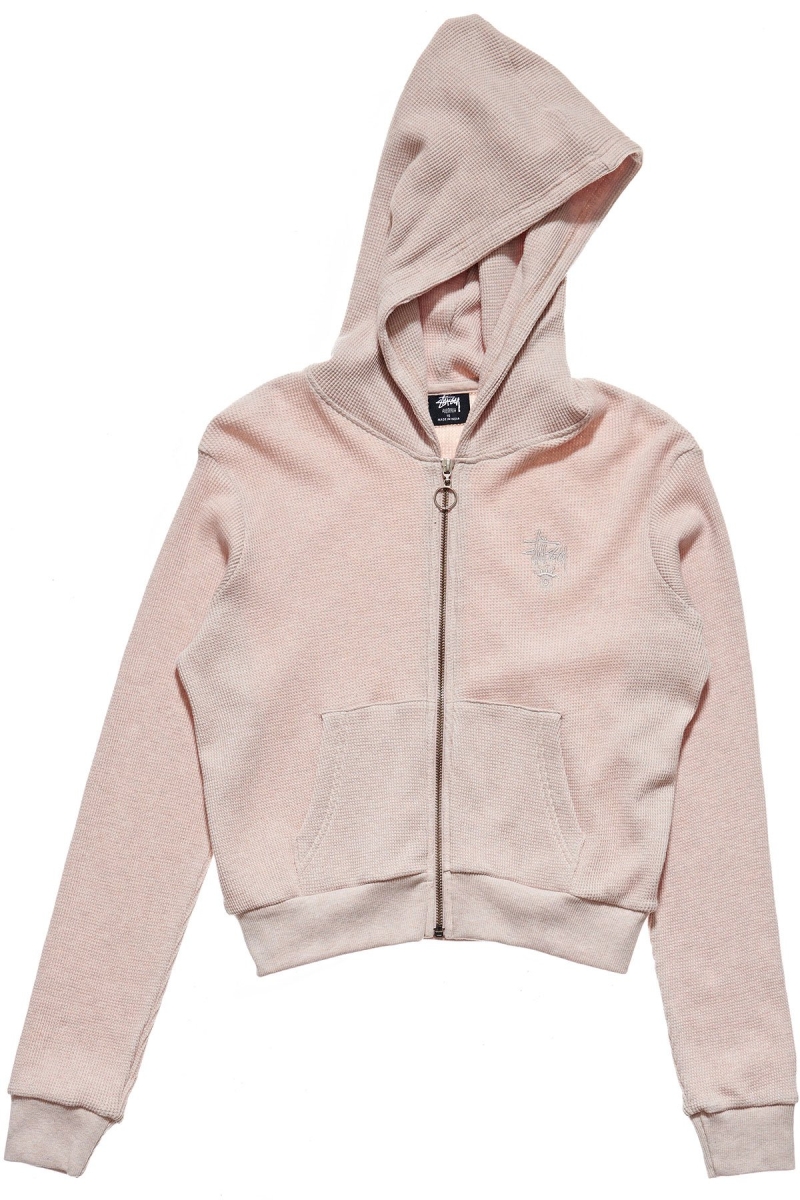 White Women\'s Stussy Owens Waffle Hoodies | CA0000053