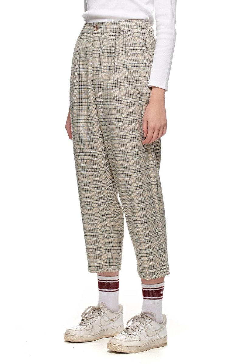 White Women's Stussy Prescott Check Pants | CA0000580