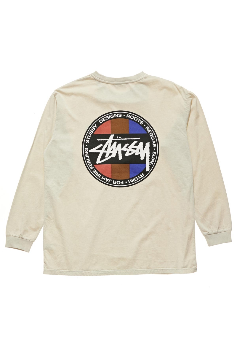 White Women's Stussy Roots Pigment LS Sweatshirts | CA0000952