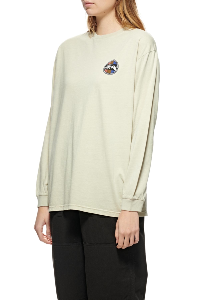 White Women's Stussy Roots Pigment LS Sweatshirts | CA0000952