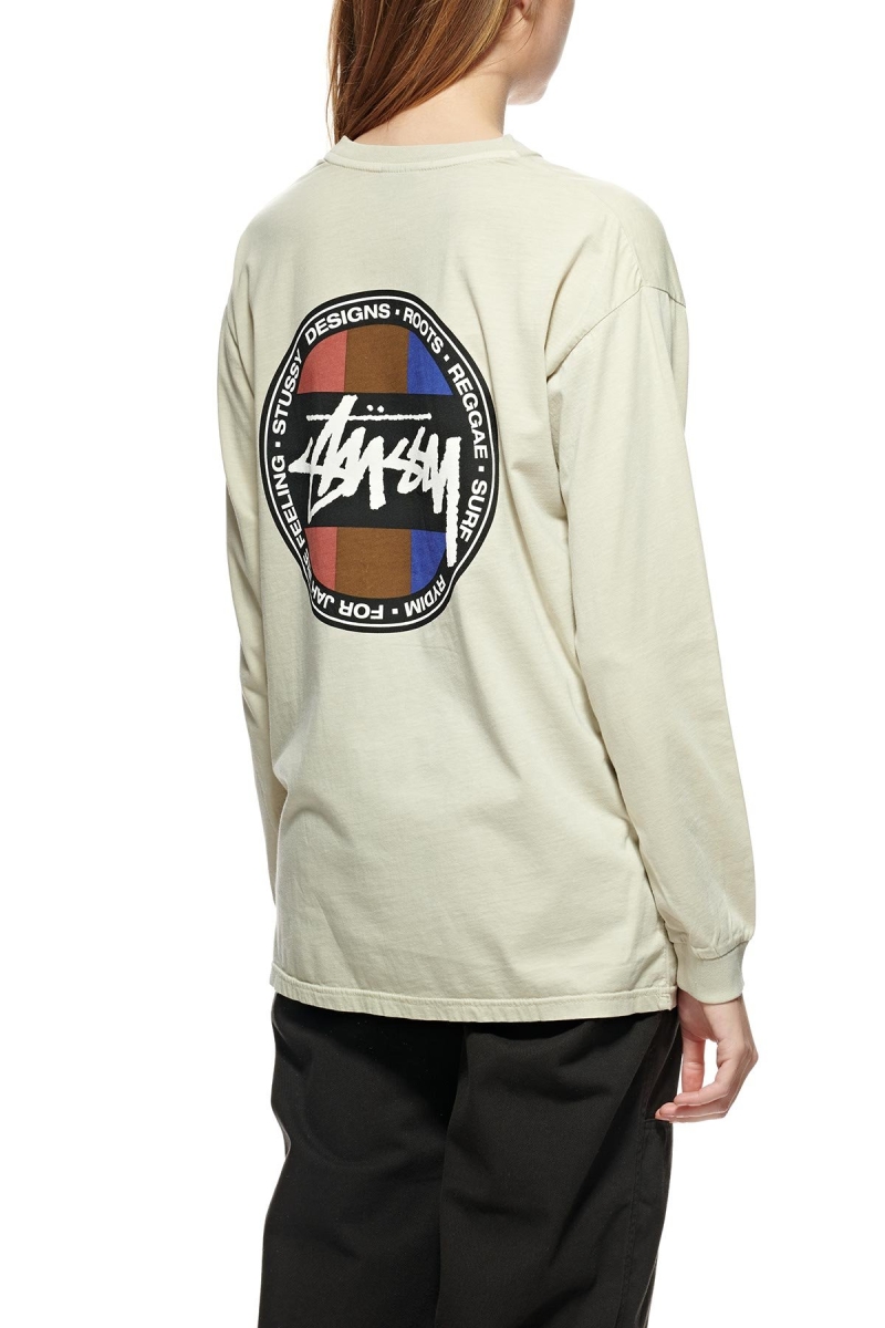 White Women's Stussy Roots Pigment LS Sweatshirts | CA0000952